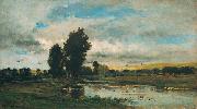 Charles Francois Daubigny French River Scene oil painting on canvas